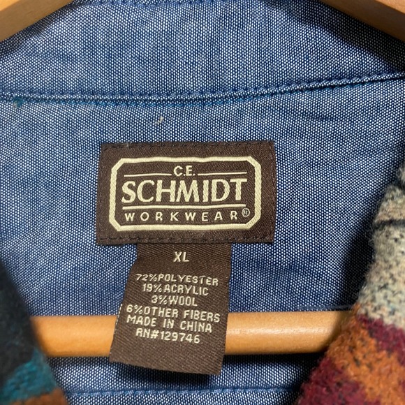 CE Schmidt Workwear Mens XL Southwest Aztec Blanket Lined Shirt Jacket - Picture 3 of 8